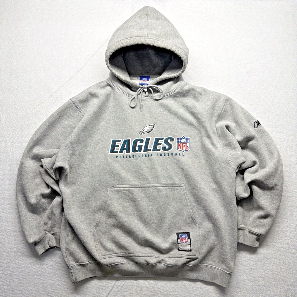 Vintage Y2K Reebok On Field Philadelphia Eagles Hoodie Grey Sweatshirt - Men’s L